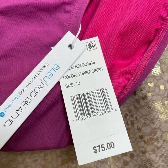 Bleu Rod Beattie Cotton On Pink Purple Ombre Tassel Bikini Set Large/12 NWT - Picture 6 of 8